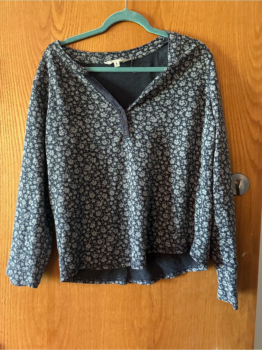 Lucky Brand Navy Henley with Light Blue Trim